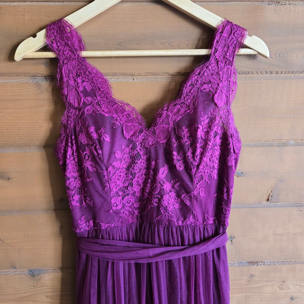 Anthropologie BHLDN Samantha Tulle Maxi Dress Hitherto Wine 4 Bridesmaid Prom - Picture 4 of 7